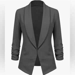 Amy's Closet Charcoal Gray Open-Front Shawl Collar Blazer